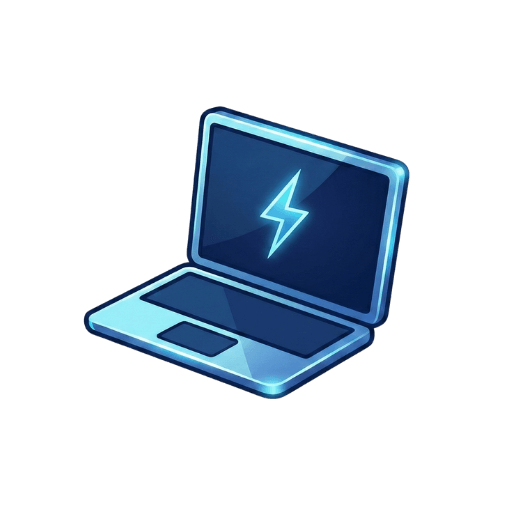 Laptop z symbolem błyskawicy reprezentujący szybkie i nowoczesne strony internetowe